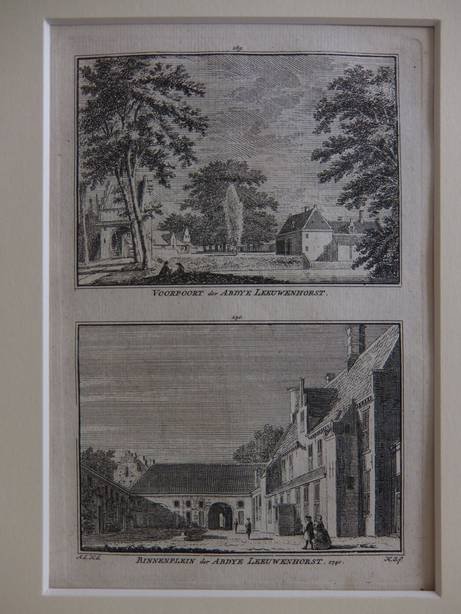 Noordwijkerhout. - Voorpoort der Abdye Leeuwenhorst/ Binnenplein der Abdye Leeuwenhorst, 1740.