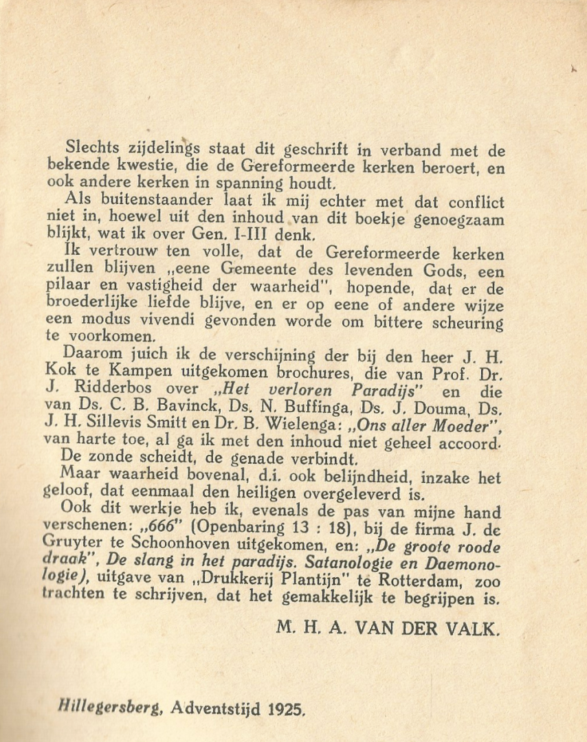 Valk dr. M.H.A. van der  Rotterdam - SCHEPPING, PARADIJS EN VAL