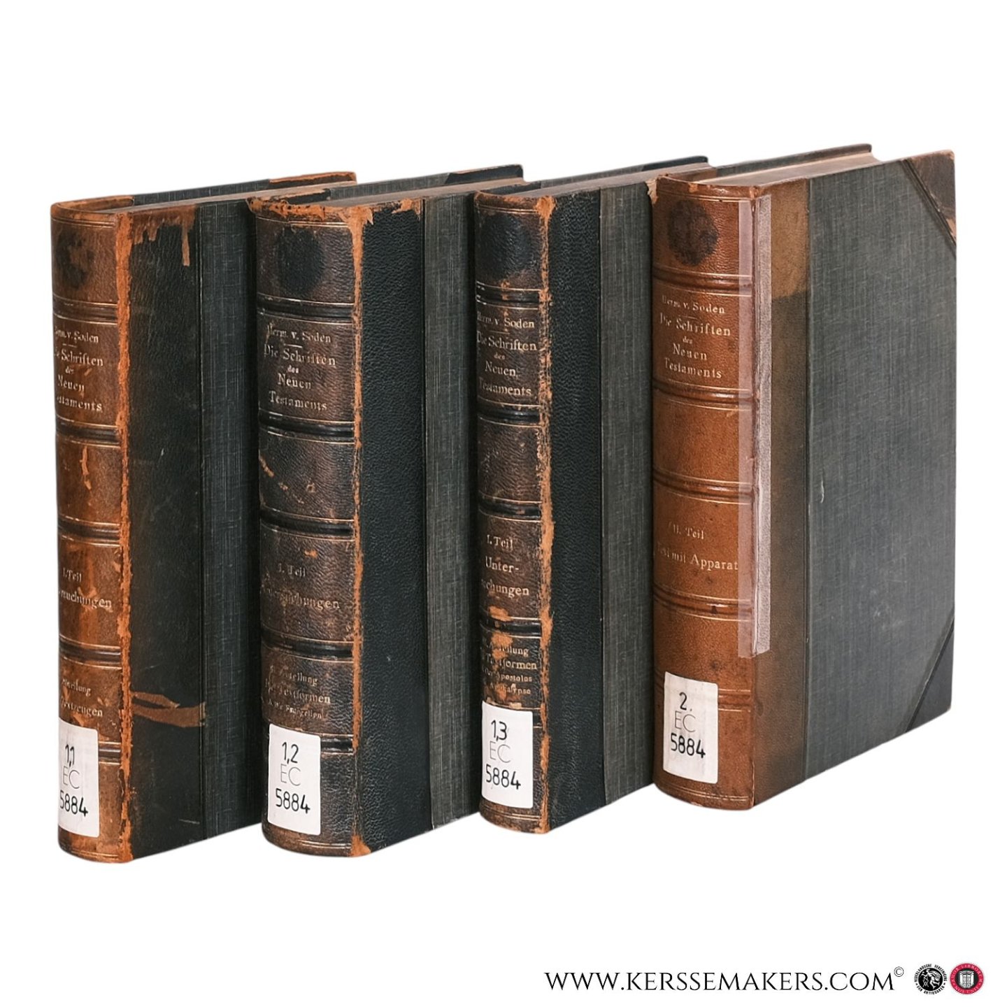 Soden, Hermann Freiherr von. - Die Schriften des Neuen Testaments in ihrer ältesten erreichbaren Textgestalt, hergestellt auf Grund ihrer Textgeschichte. [ 2 volumes in 4 bindings - Von Soden's major edition of the Greek text of the New Testament ].