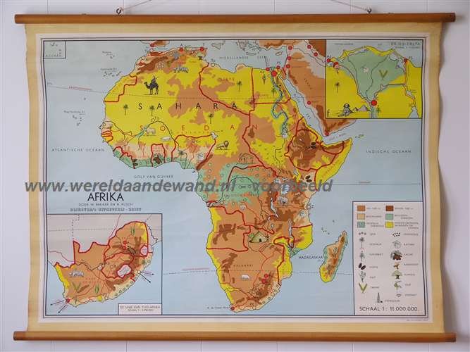 Bakker, W. en Rusch, H. - Schoolkaart / wandkaart van Afrika