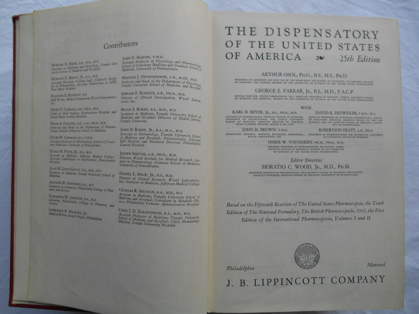 Osol, A. & Farrar, G.E. - The Dispensatory of the United States of America - 25th Edition.