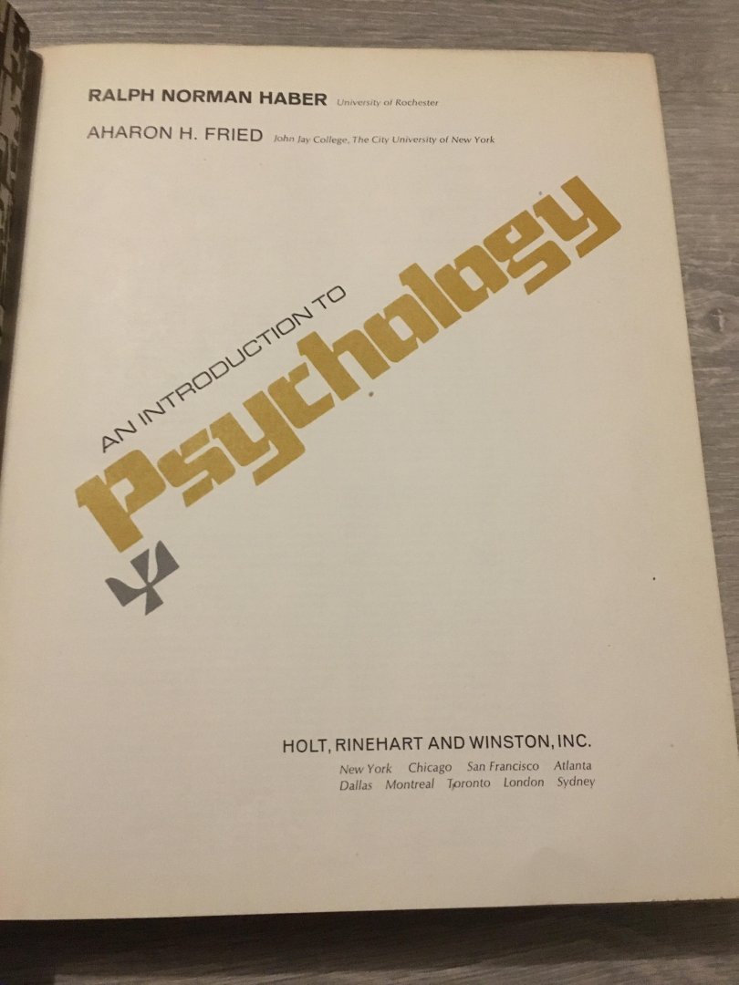 Ralph Norman Haber - An Introduction to Psychology
