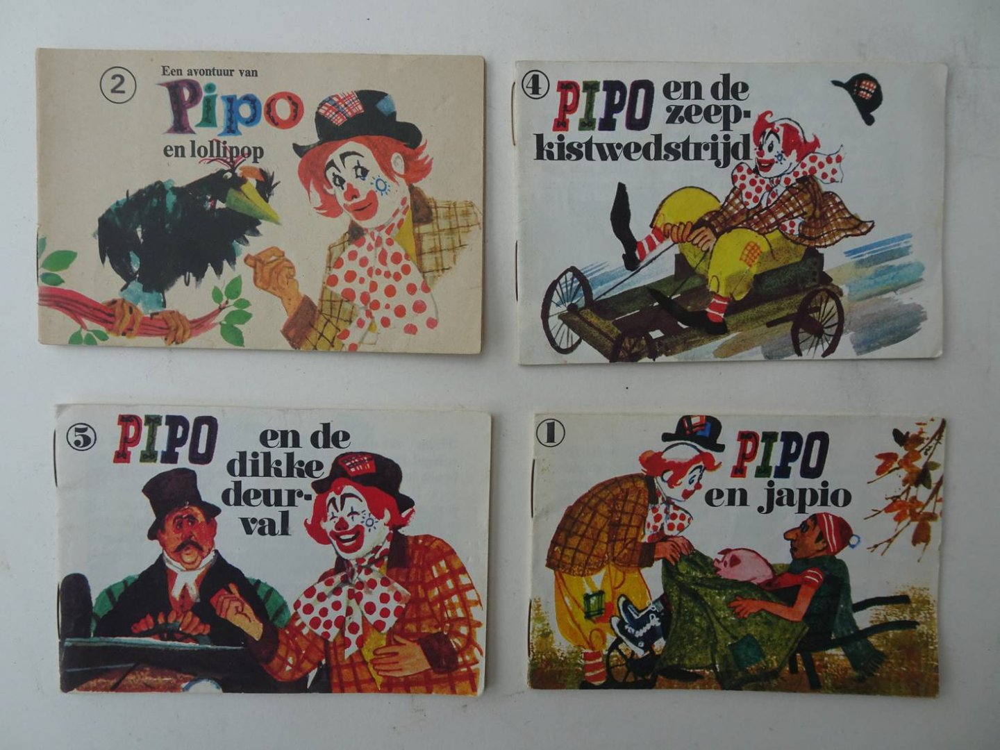 Meuldijk, W. & J. Wesseling. - Pipo en Lollipop/ Pipo en Japio/ Pipo en de zeepkistwedstrijd/ Pipo en de dikke deurval. 4 delen.