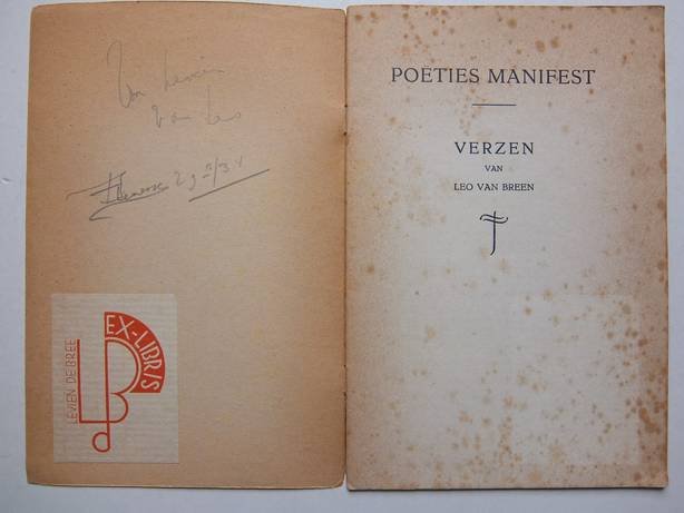 Breen, Leo van. - Poëties Manifest. Verzen van Leo van Breen.