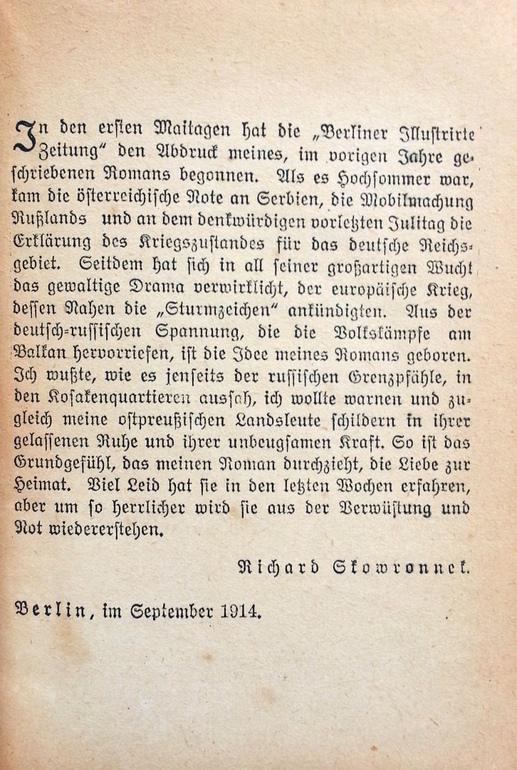 Skowronnek, Richard - Sturmzeichen (DUITSTALIG)
