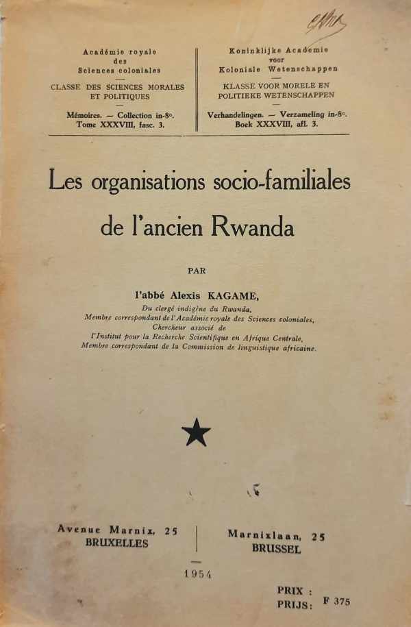 KAGAME Alexis - Les organisations socio-familiales de l'ancien Rwanda