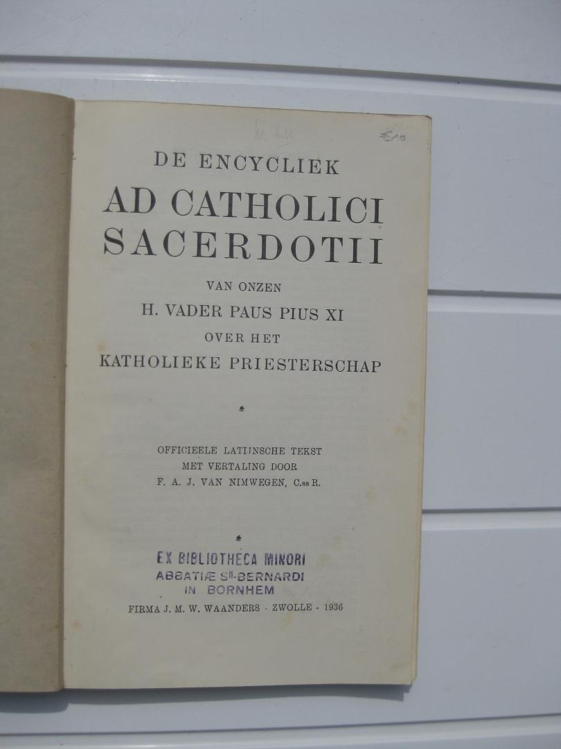 Pius XI - De encycliek AD Catholici Sacerdotii over het katholieke priesterschap.