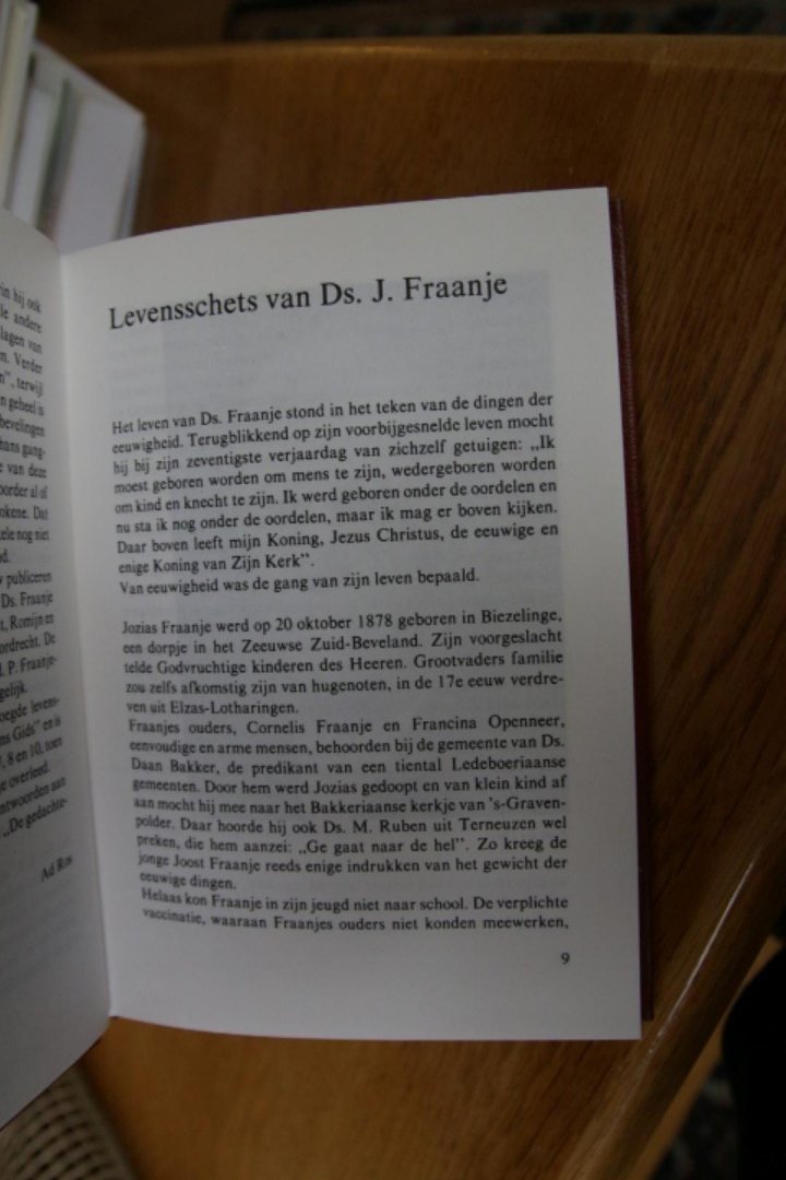 Fraanje, Ds. J. - Ter gedachtenis. Uit het leven en werk van Ds. J. Fraanje.