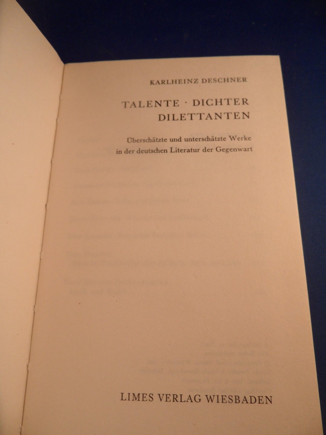Deschner, Karlheinz - Talente Dichter Dilettanten