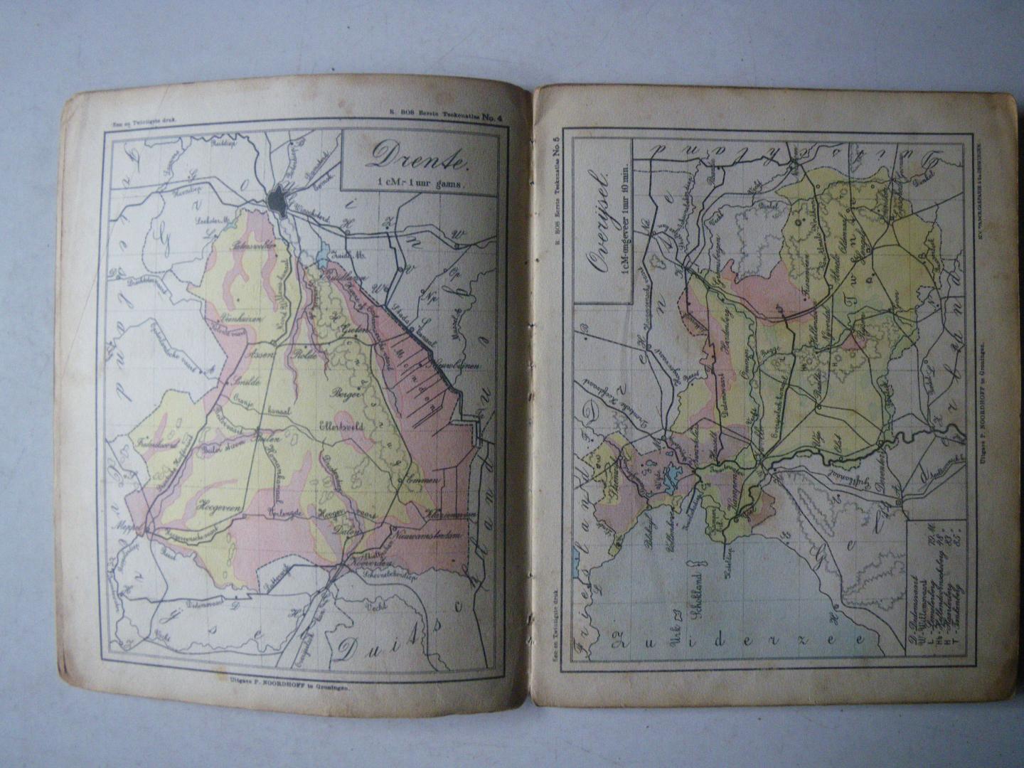 Bos R. herzien door K. Zeeman - Bos' 1e teeken-atlas : in 21 gekleurde kaarten. (teken-atlas)