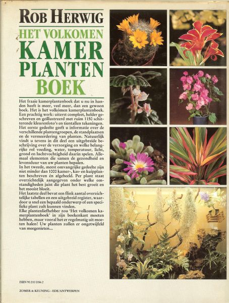 Herwig, Rob er werkte mee Bulthuis Cactuskwekerij  en Cloezenmans Orchideeënkwekerij - Het volkomen kamer planten boek - 1000 kamer-, kas- en kuipplanten