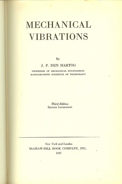 Hartog, J P den - Mechanical vibrations