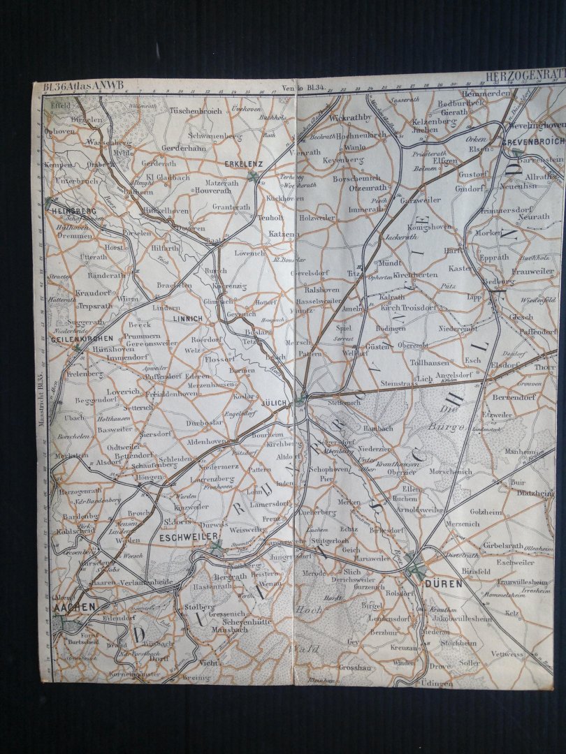  - Kaart Herzogenrath, Blad 36 [Wielrijders] Atlas A.N.W.B.