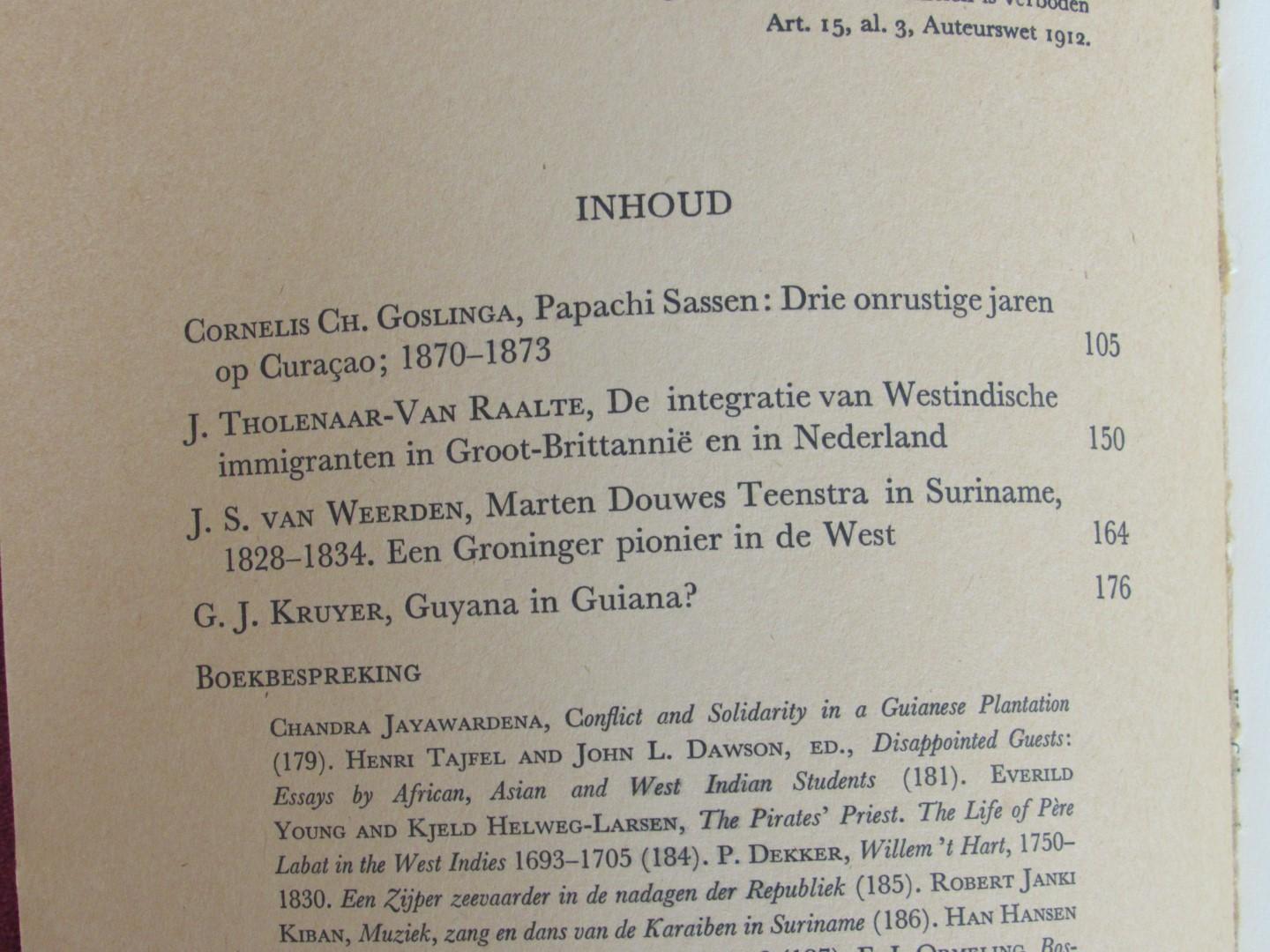 Goslinga, Cornelis; J. Tholenaar-van Raalte; J.S.van Weerden - Nieuwe West-Indische Gids 1968, jaargang 46, nummer 2