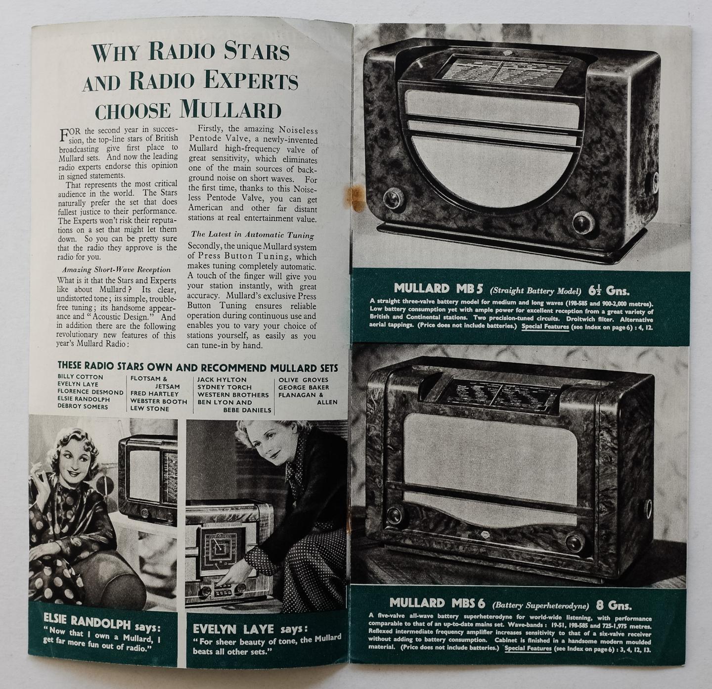 Mullard Radio, London - Mullard Radio models 1938-9