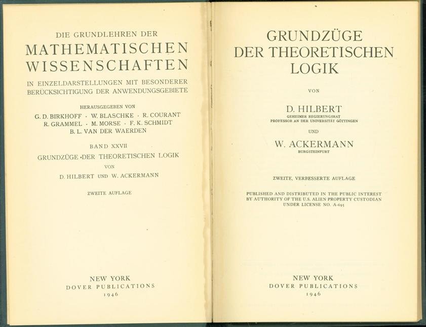 David Hilbert, W Ackermann - Grundzüge der theoretischen Logik