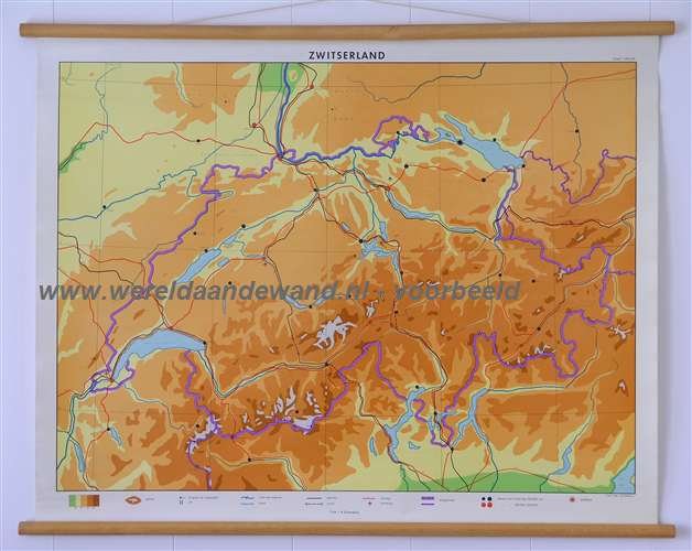  - Schoolkaart / wandkaart van Zwitserland