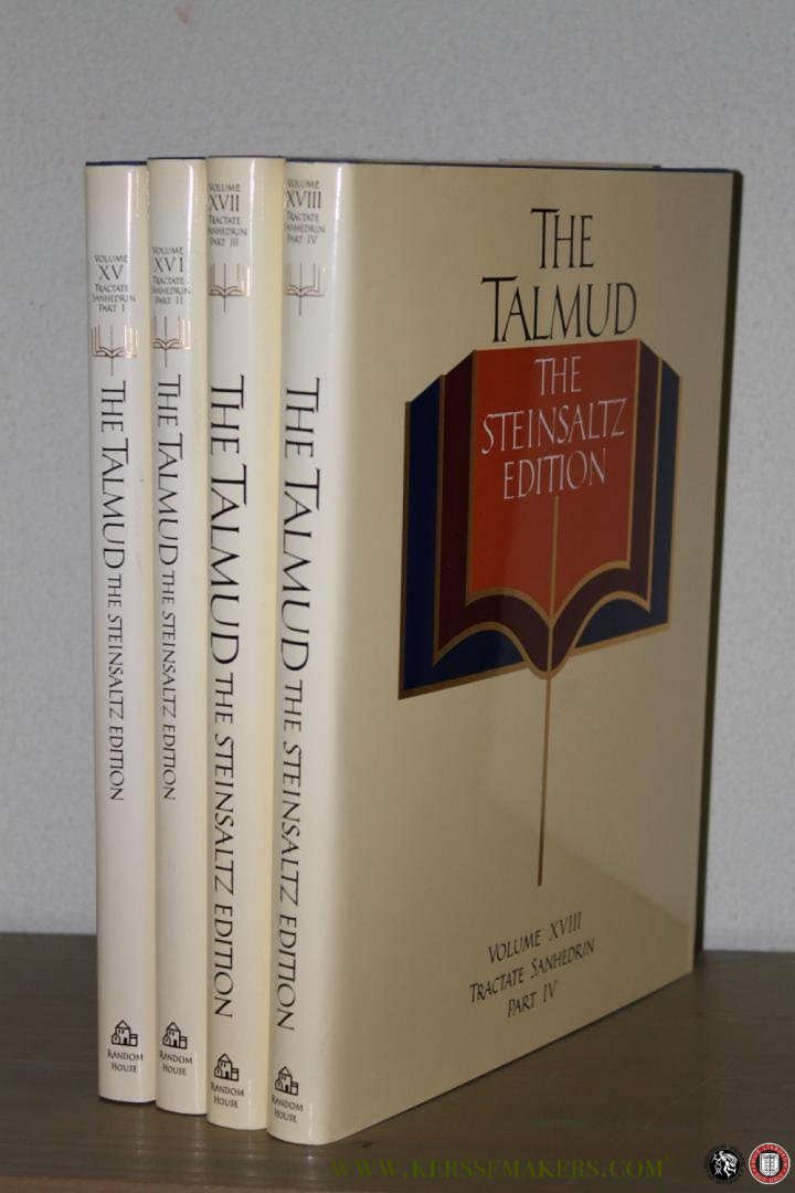 STEINSALTZ, Rabbi Adin - The Talmud. The Steinsaltz Edition, 4 Volumes: Vol. XV-XVIII. Tractate Sanhedrin, Part I-IV (English and Hebrew Edition)