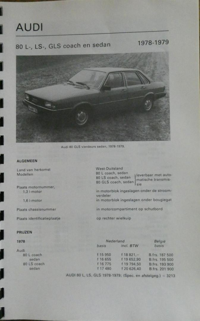 P.Olyslager - Audi 80 L,LS, en GLS coache en sedan 1978-1979