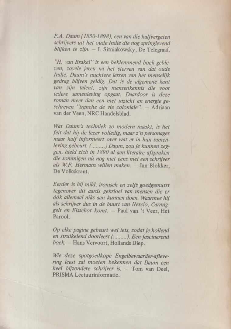 Daum (The Hague, 3 August 1850 - Laag-Soeren, 14 September 1898 pseudoniem Maurits), Paulus Adrianus - H. van Brakel Ing. B.O.W. Oorspronkelijke roman.