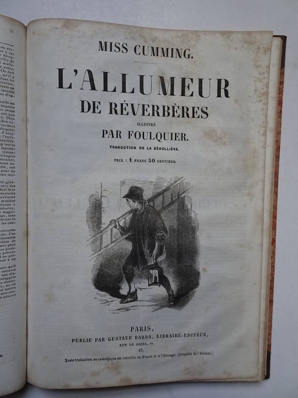 Beecher Stowe, Henriette. - La Case du Père Tom, ou vie des nègres en Amérique. Nouvelle édition augmentée d'une notice de George Sand/ Miss Cumming. L'Allumeur de Réverbères. 2 titles in one binding.