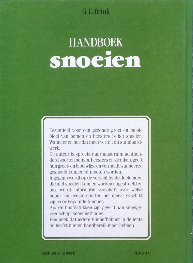 Brink, G.E. - Handboek snoeien