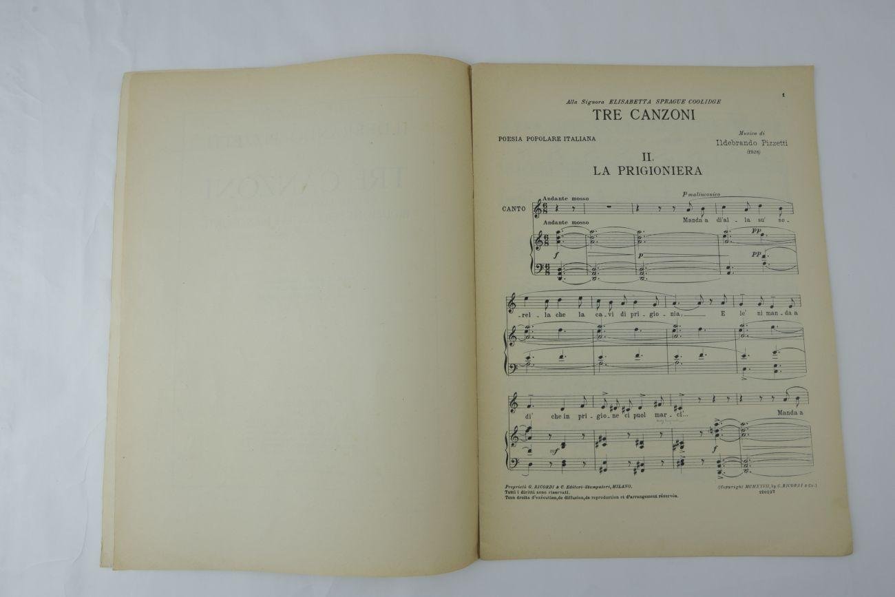 Pizetti - Tre Canzon (Riduzione Per Canto E Pianoforte (2 foto's)