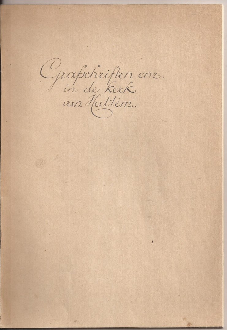 Hoefer, F.A. - Aanteekeningen Betreffende de Kerk Van Hattem (Gedeelte).