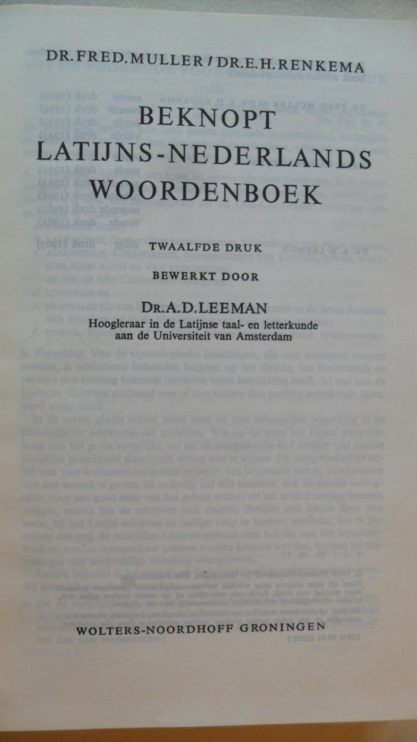 Muller/Renkema bewerking Leeman - Latijn (s) - Nederlands woordenboek