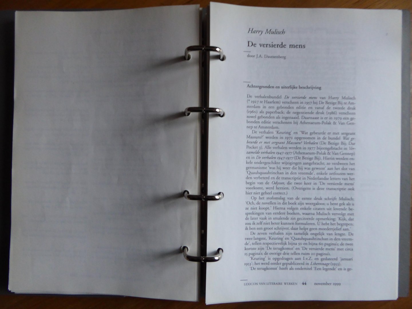 Mulisch, Harry / Dautzenberg, J.A. - Harry Mulisch - De versierde mens (uit: Lexicon van Literaire Werken)