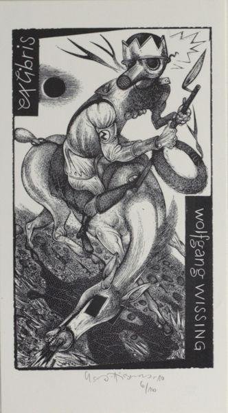 Hirsch, Karl-Georg. - Exlibris voor Wolfgang Wissing.