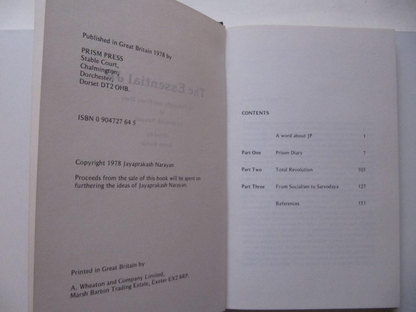 Satish Kumar - The Essential J.P. - The Philosophy and Prison Diary of Jayaprakash Narayan