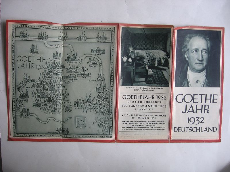 Folder - Goethe Jahr 1932, tgv dem Gedenken des 100.Todestages Goethes 22 marz 1832