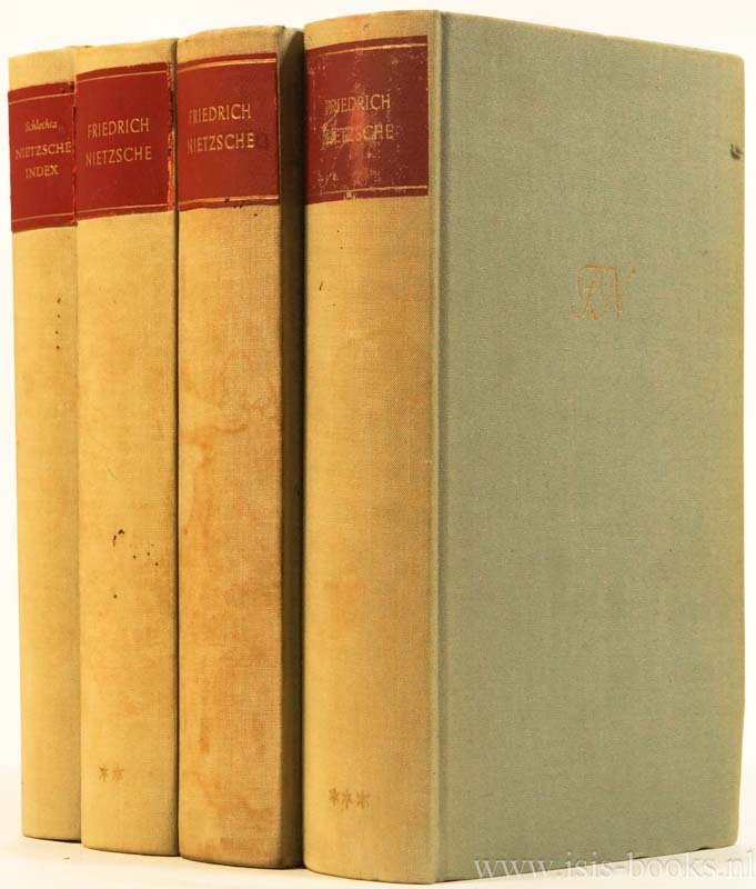 NIETZSCHE, F. - Werke in drei Bänden + Nietzsche-Index zu den Werken in drei Bänden. Herausgegeben von Karl Schlechta. 4 volumes.
