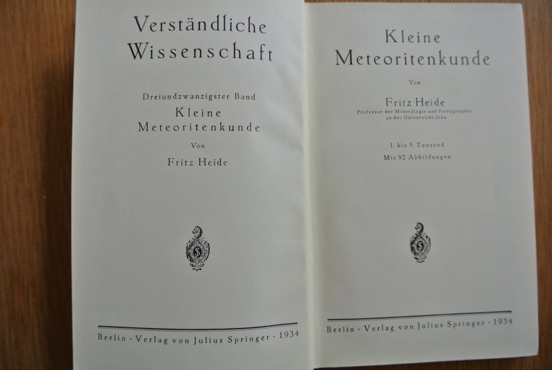 Heide, Fritz - KLEINE METEORITENKUNDE
