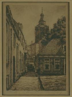BRANDENBURG, CORNELIS - Utrecht toren Buurkerk / Buurkerksteeg, ets