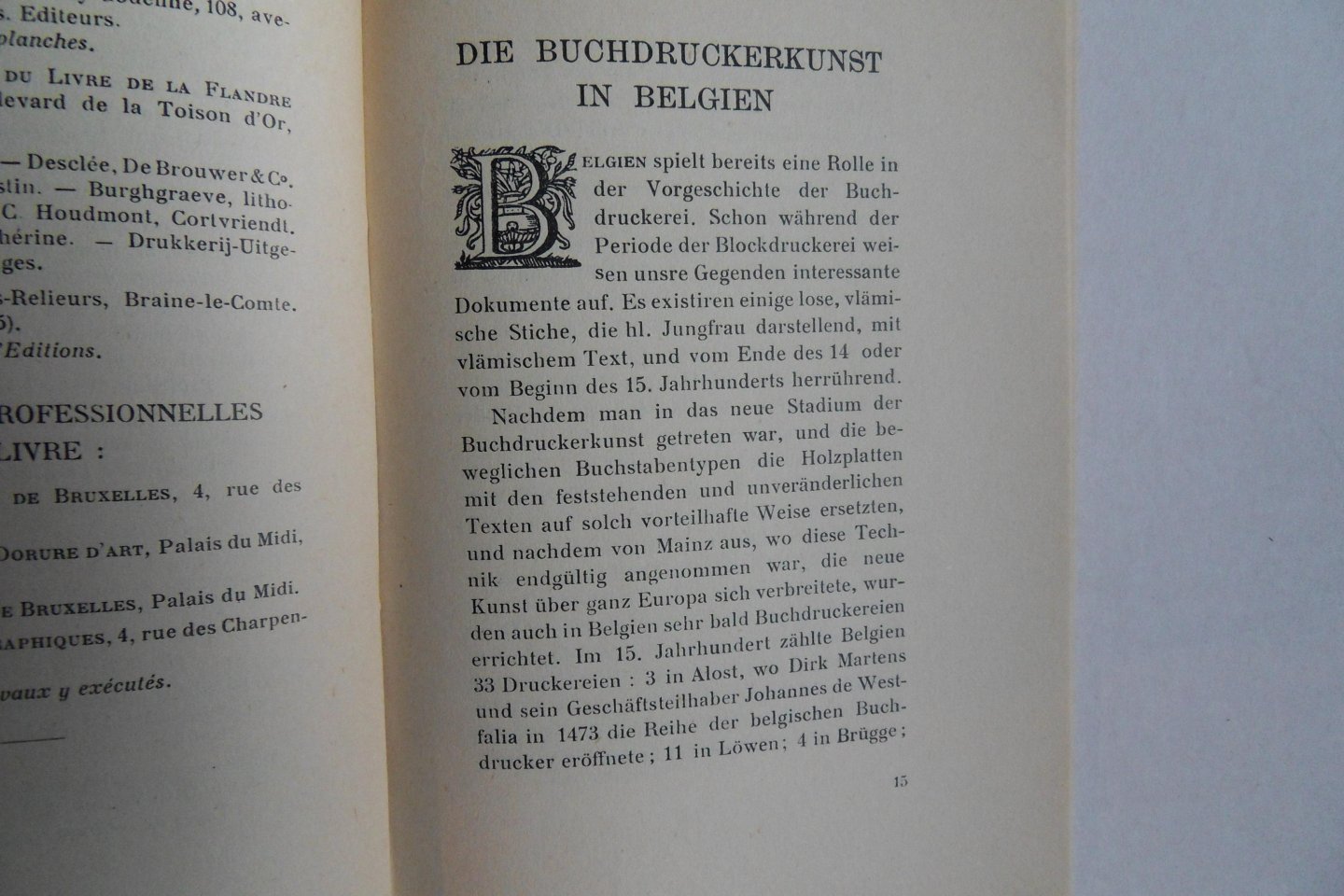 Sabbe, dr. Moritz. [ direkteur van het Museum Plantijn - Moretus in Antwerpen ]. - Die Buchdruckerskunst in Belgien. - Eine Einleitung in die Belgische Abteilung der Kölner Pressa-Ausstellung. [ Waarschijnlijk Beperkte Oplage ].