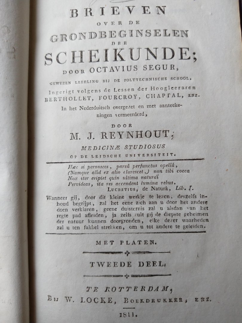 Segur Octavius - Reynhout M.J. - Brieven over de grondbeginselen der scheikunde (Deel 2)