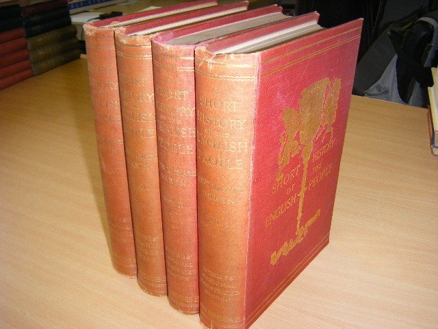 Green, J.R. ; Mrs J.R. Green and Kate Norgate - A short history of the English people.  [FOUR VOLUMES - VIER DELEN] Illustrated edition