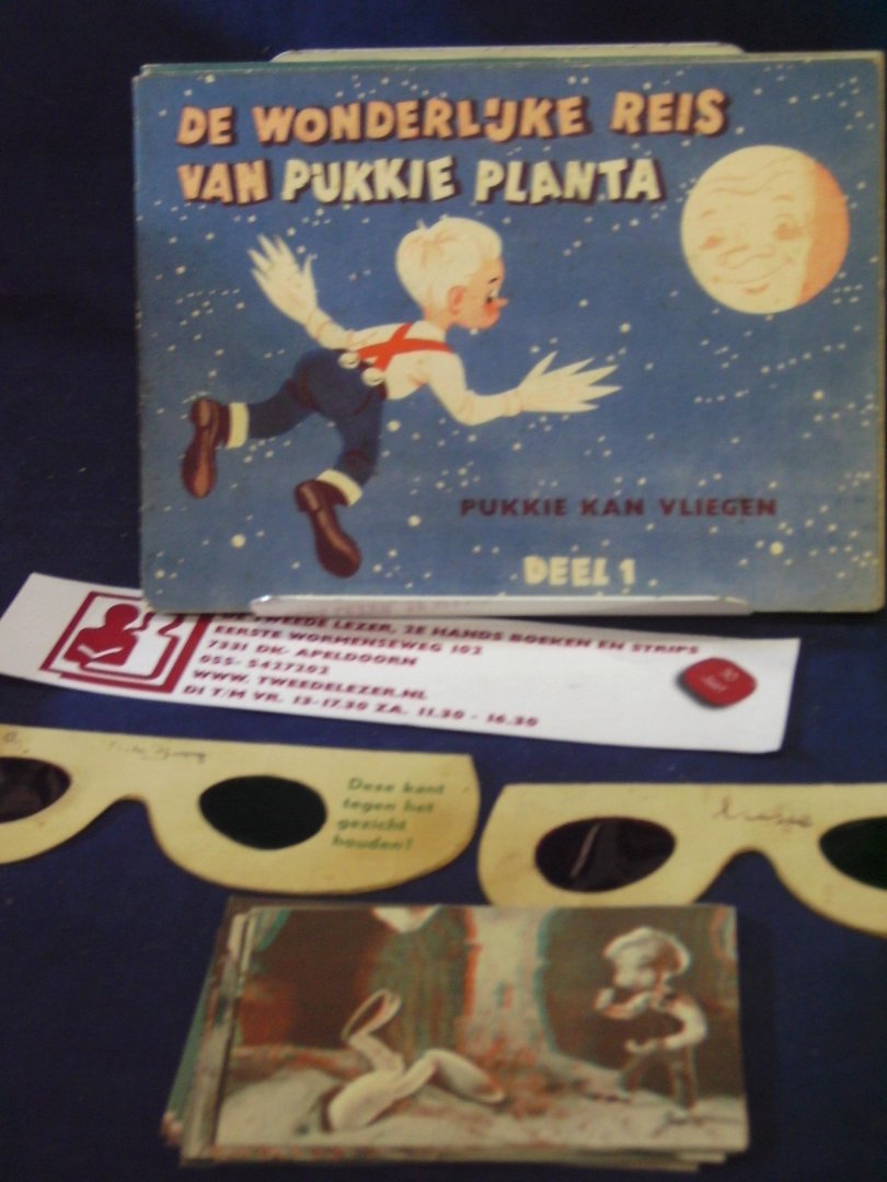 Veeninga, J., van wonderplaatsjes ( 3d) voorzien door Joop Geesink's Filmstudio "Dollywood". - De wonderlijke reis van Pukkie Planta; Deel 1 tot en met 6 compleet met extra plaatjes en brillen ( zie foto's)