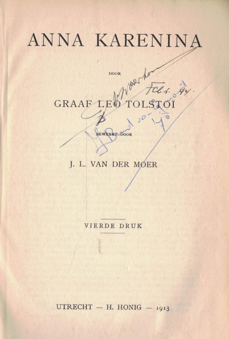 Tolstoi, Graaf Leo & J.L. van der Moer (bewerking) - Anna Karenina