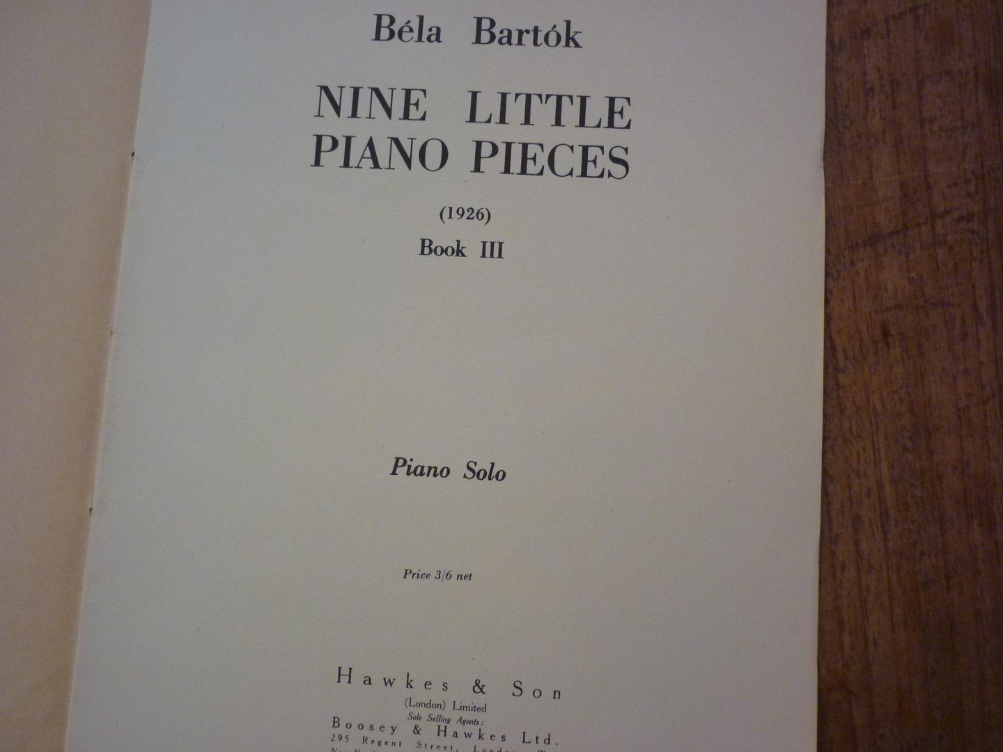 Bartók; Béla (1881–1945) - 9 Kleine Klavierstuecke - III; voor Piano