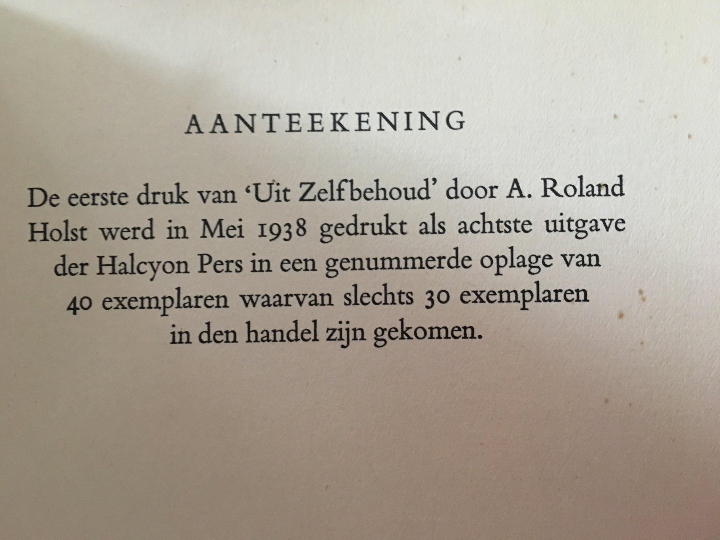 A. Roland Holst - Uit zelfbehoud