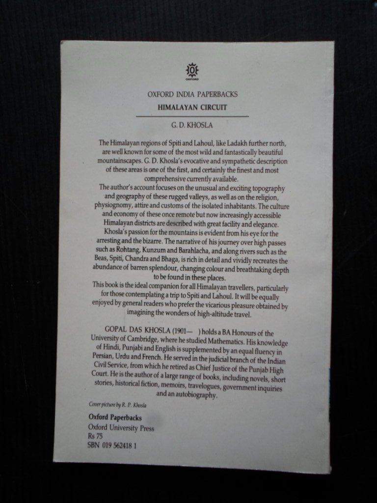 Khosla, G.D. - Himalayan Circuit, A Journey in the Inner Himalayas