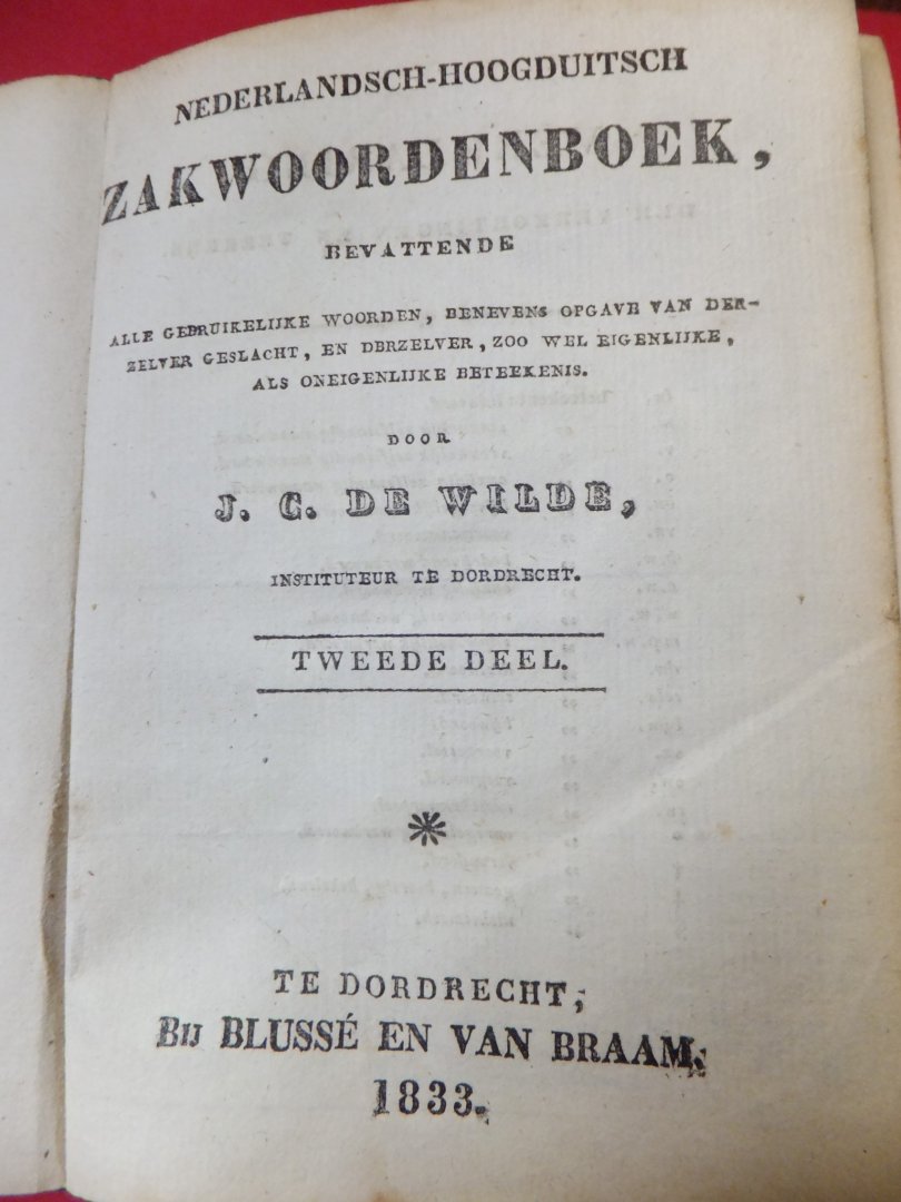 Wilde, J.C. de - Nederlandsch - Hoogduitsch zakwoordenboek