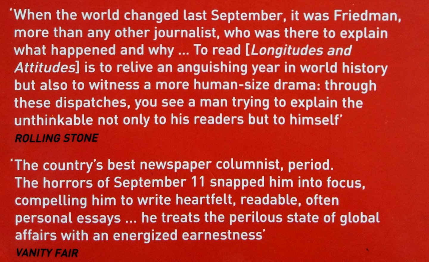 Friedman, Thomas - Longitudes and Attitudes (Exploring the world before and after september 11) (ENGELSTALIG)