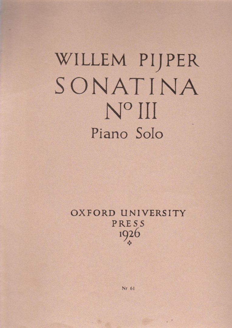 Pijper Willem S - onatina no II Piano solo