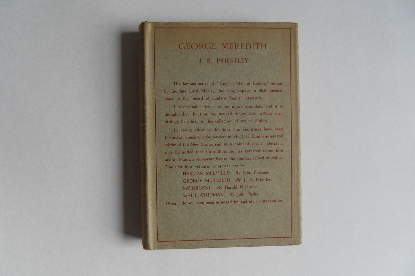 Priestley, J.B. - George Meredith. [ FIRST edition ].