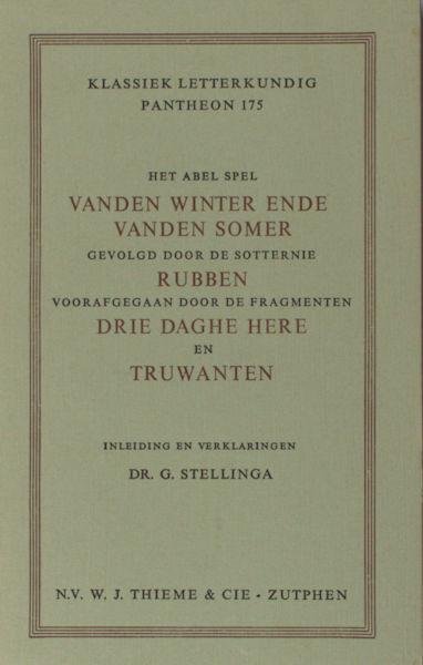 Stellinga, G. (ed.). - Het abel spel Vanden winter end vanden somer.