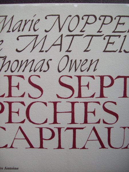 Marie Noppen de Matteis - Thomas Owen - Les sept peches capitaux.